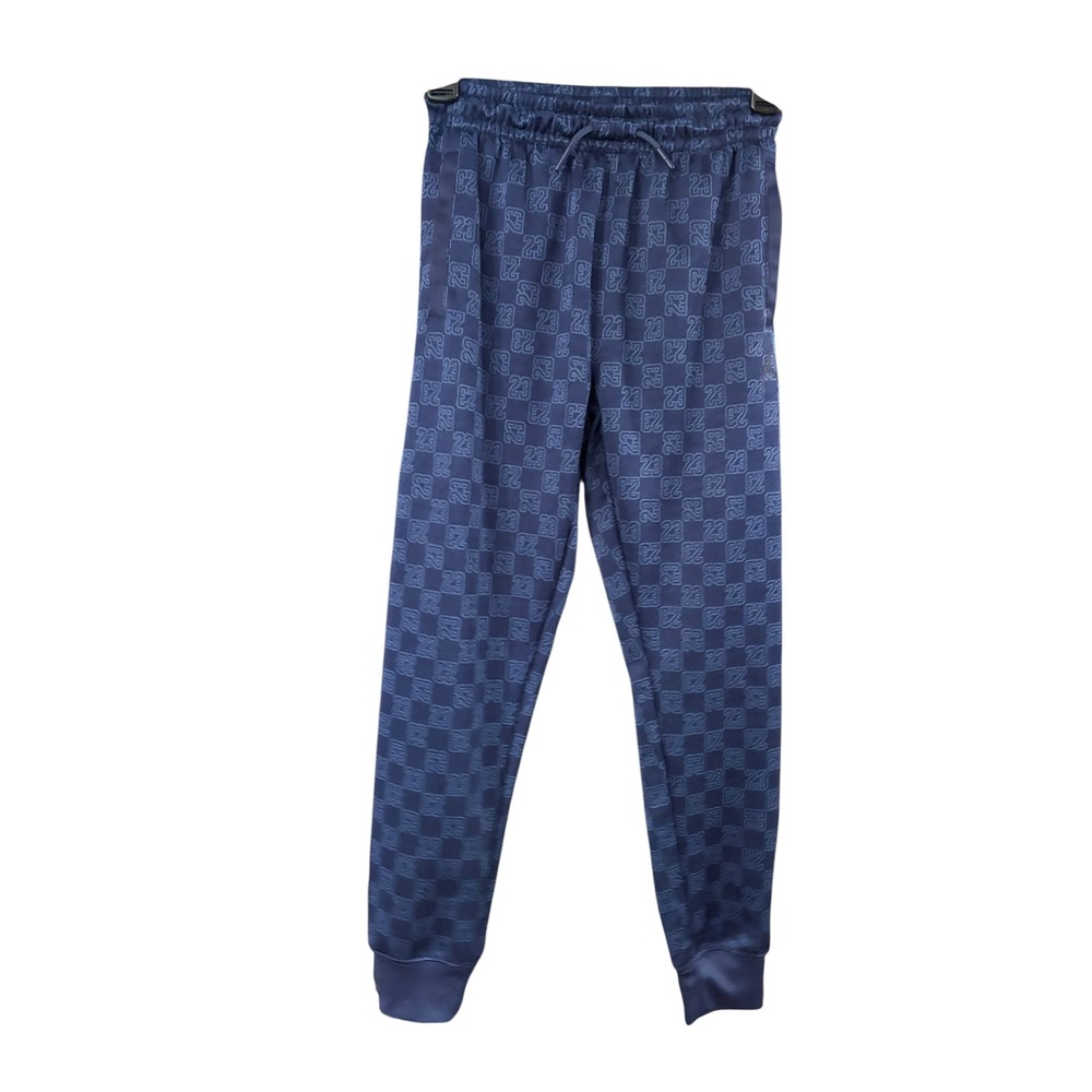 Jordan Boys Navy Blue Monogram Print Joggers Checkered 23 Track Pants Size M